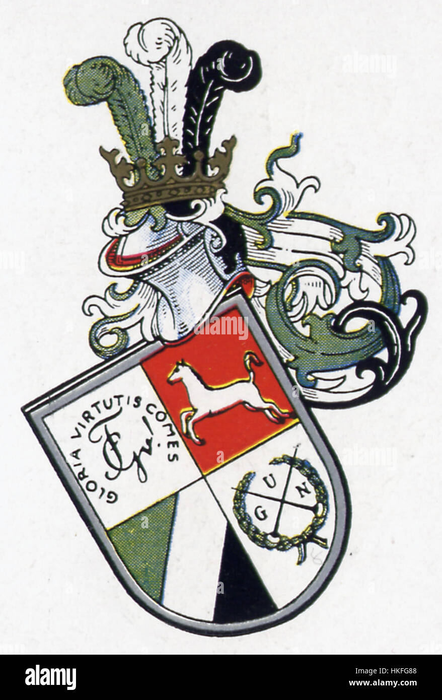 Il *Wappen Guestphalia Heidelberg* è un'opera araldica, raffigurante lo stemma della regione storica di Guestphalia. Il dipinto mostra la tradizione araldica dell'epoca, con disegni intricati e rappresentazioni simboliche della storia e della cultura nobile della regione. Foto Stock