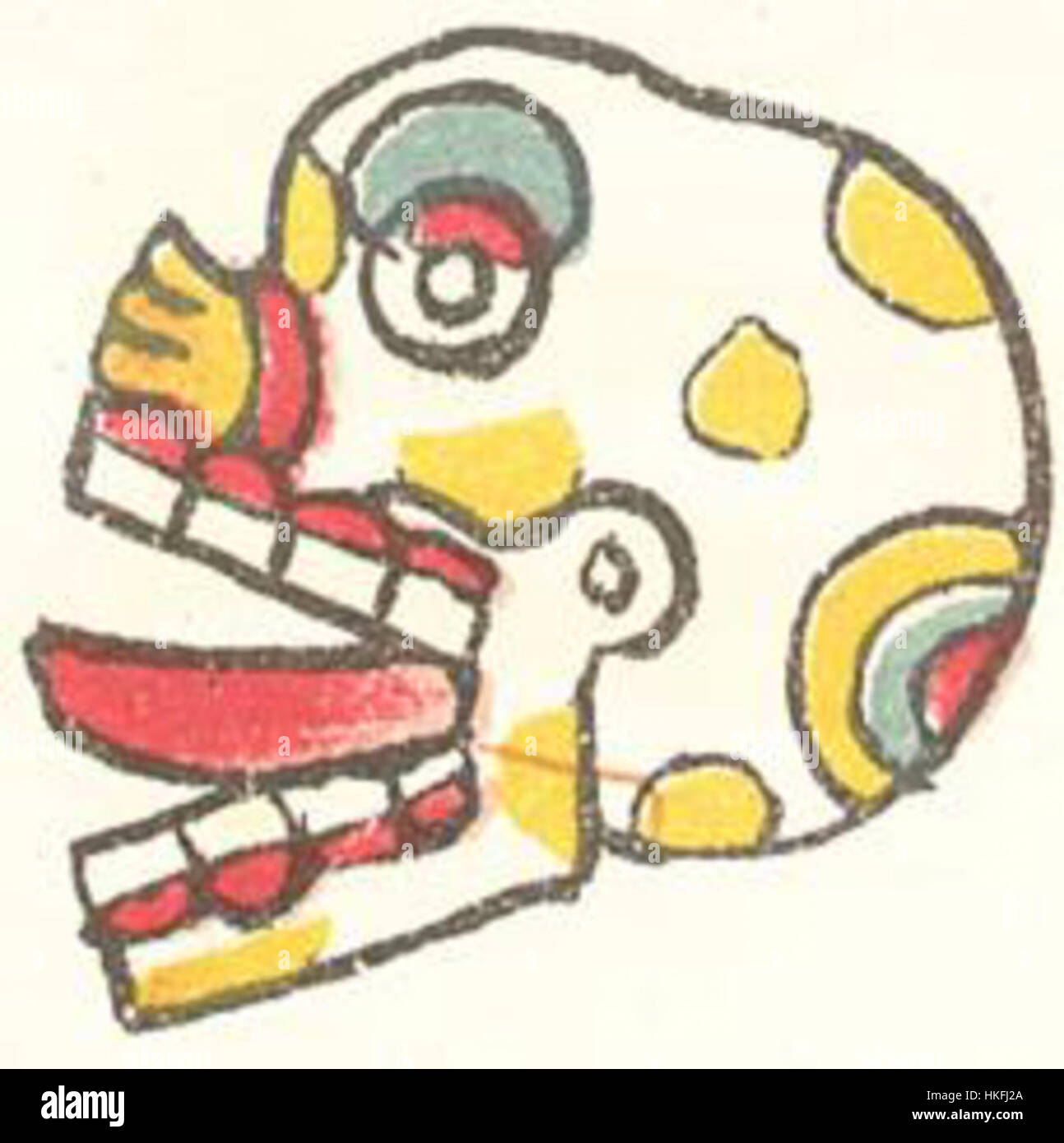 Miquiztli è una figura della mitologia azteca, che rappresenta la morte. Spesso raffigurato come una figura scheletrica, Miquiztli simboleggia la natura ciclica della vita e della morte nelle credenze religiose azteche, con profondo significato nelle loro pratiche spirituali. Foto Stock