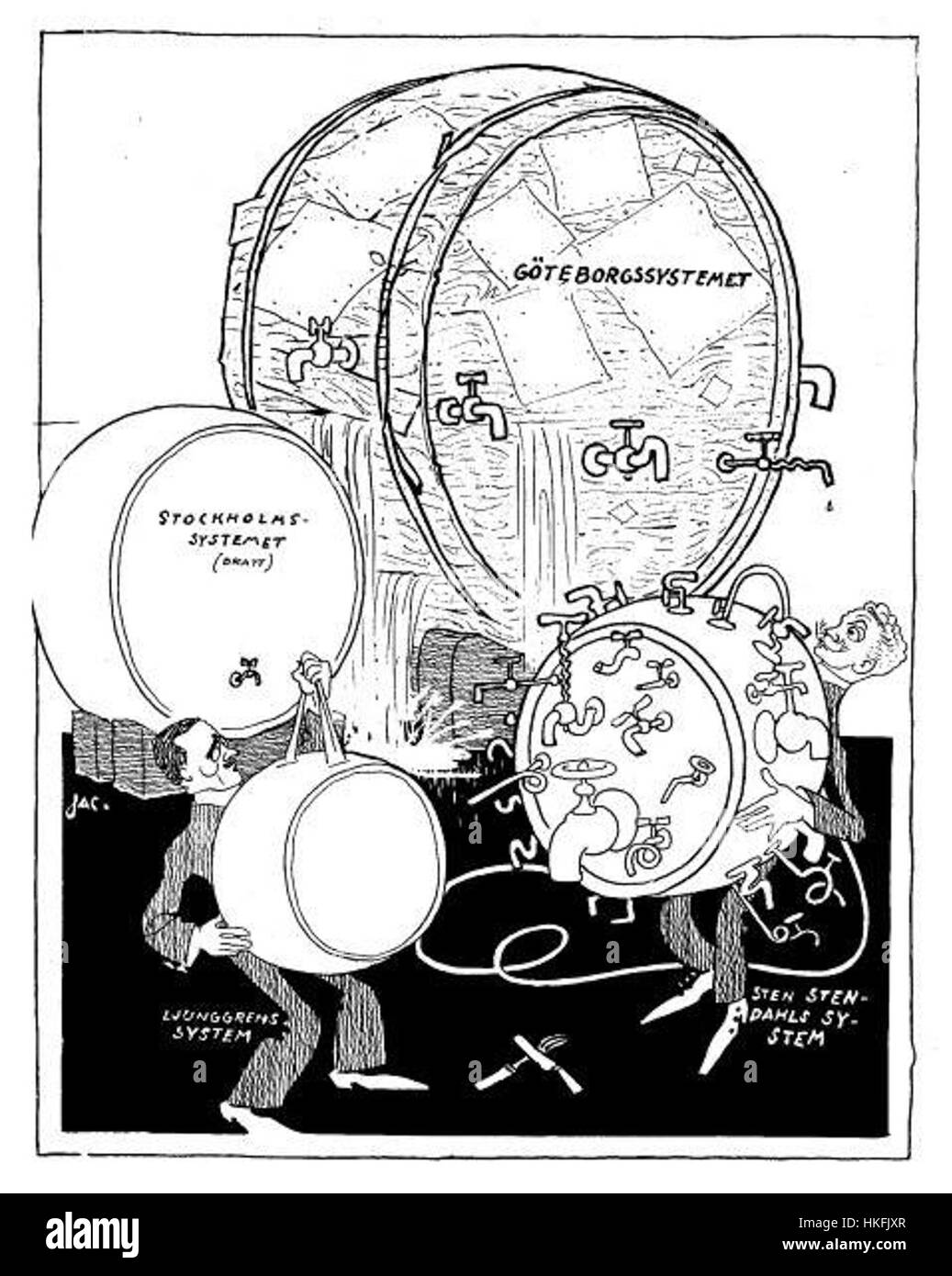 Il sistema di Ljunggren è un importante pezzo storico nel mondo dell'arte. Questo dipinto ad olio mostra disegni dettagliati e tecniche di stampa, riflettendo sia l'abilità tecnica dell'artista che il suo contributo alla storia dell'arte. L'opera è un eccezionale esempio di design vintage e maestria artistica. Foto Stock