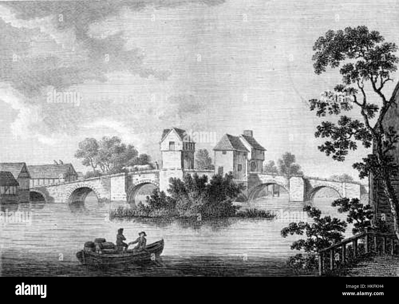 Bedford Ponte dall antichità di Inghilterra da (1783) da Francis Grose Foto Stock