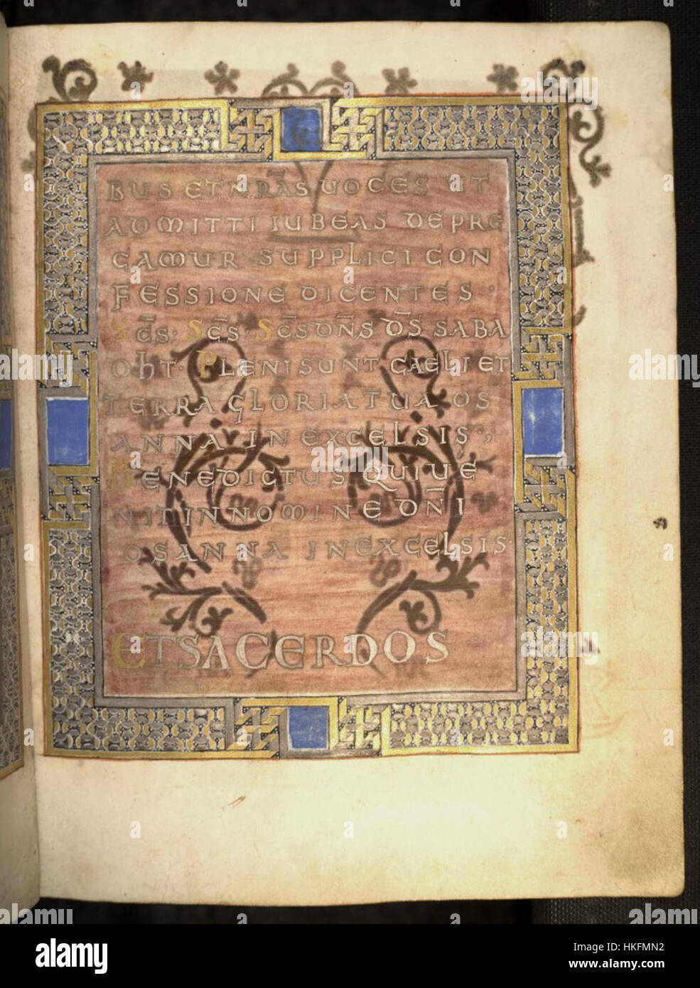 Petershausener Sakramentar 7 è un antico manoscritto con intricate illustrazioni religiose che riflettono l'arte medievale e l'iconografia cristiana. Foto Stock