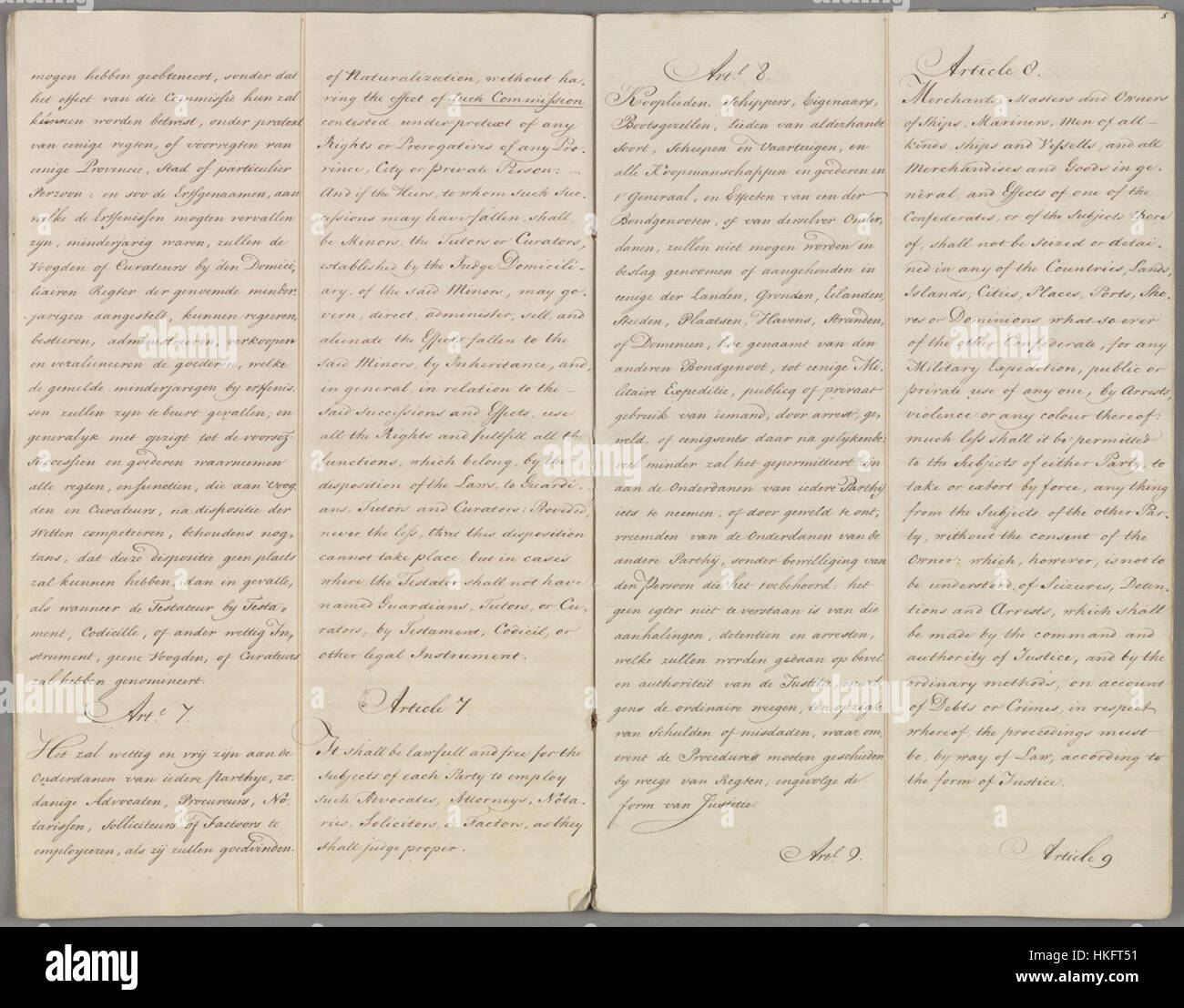 Questo documento storico descrive il trattato di amicizia ("Vriendschapsverdrag") firmato tra i Paesi Bassi e gli Stati Uniti. Il trattato simboleggiava il rafforzamento delle relazioni diplomatiche tra i due paesi. Foto Stock