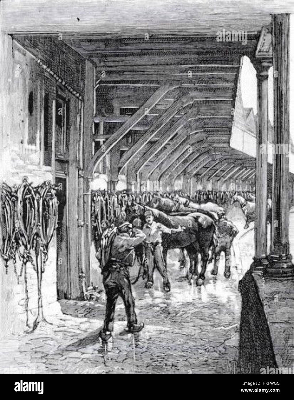 Questo dipinto mostra l'imbrattamento dei cavalli, un aspetto critico delle pratiche equine e militari del XVII secolo. Le opere d'arte evidenziano l'importanza delle attrezzature per cavalli nella guerra e nel trasporto durante il periodo. Foto Stock