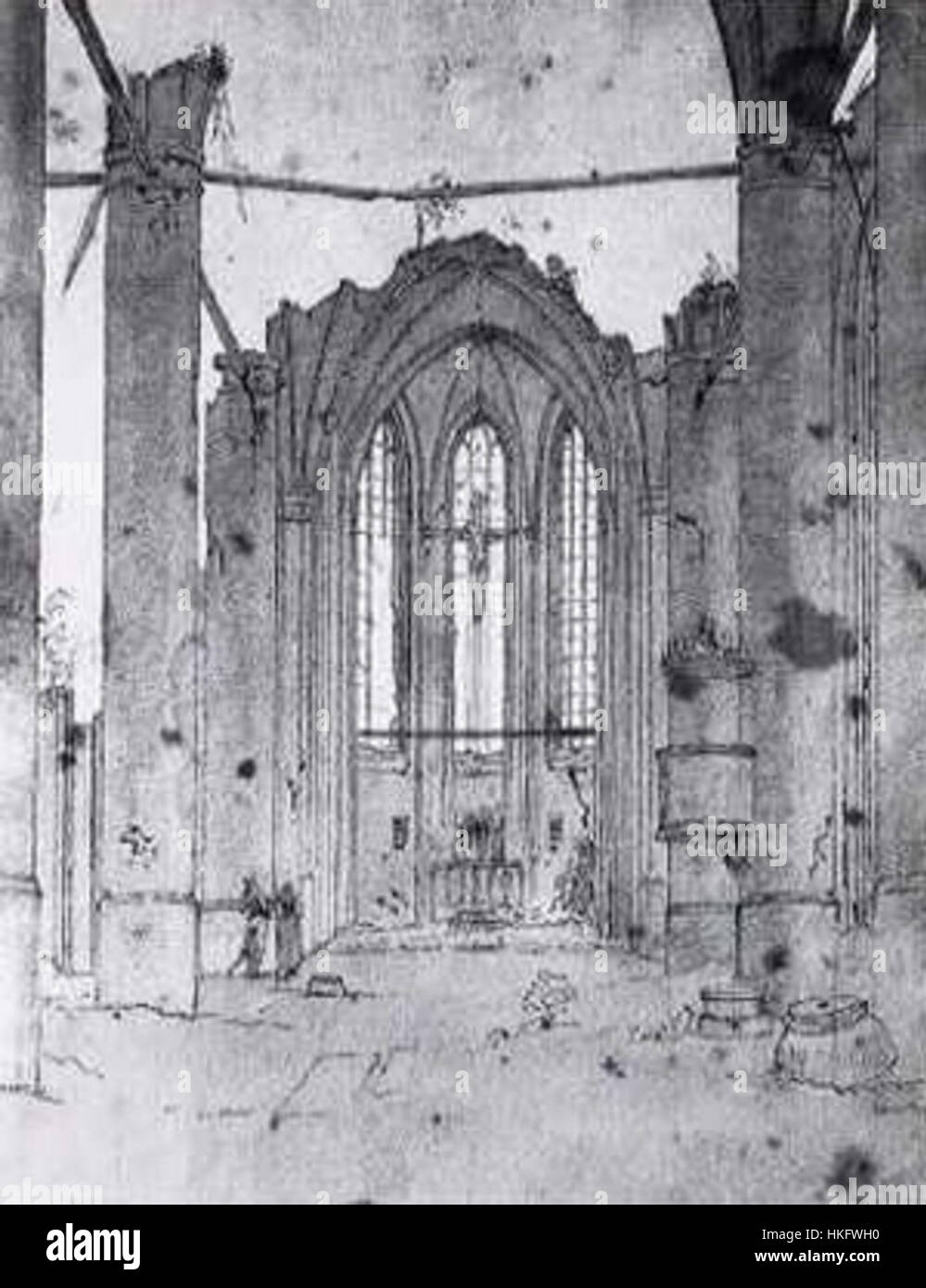 "St. Jakobi Greifswald" raffigura l'iconica chiesa di Greifswald, in Germania. Il dipinto cattura il significato storico e architettonico della chiesa, evidenziando il suo design gotico. Foto Stock