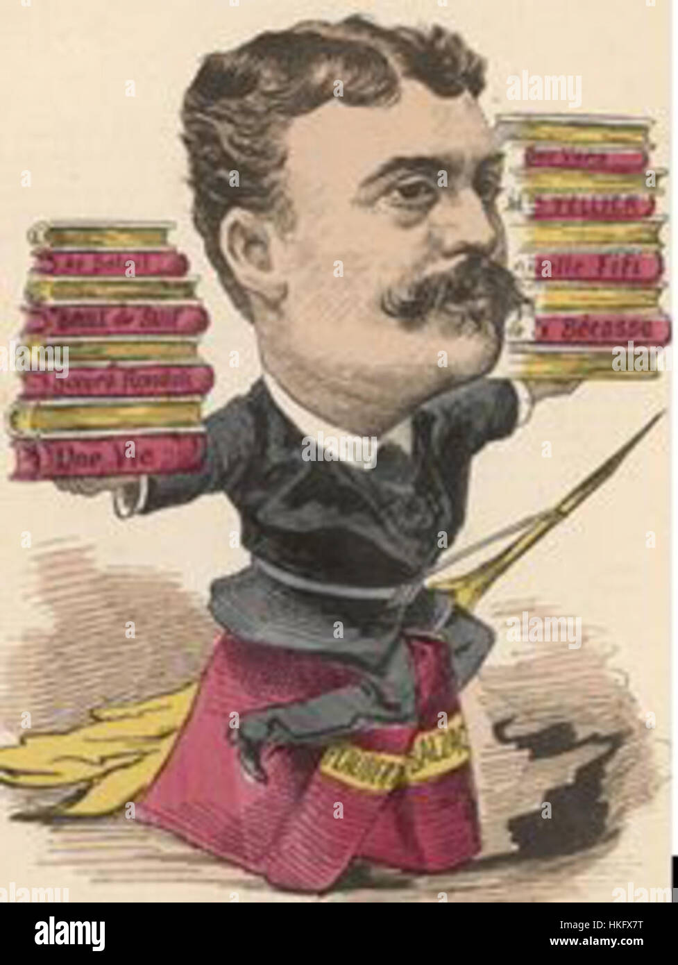 Questa caricatura presenta un ritratto stilizzato ed esagerato di una figura maschile, usando umorismo e satira per riflettere certi tratti o caratteristiche. Le caricature sono state una forma popolare di commento sociale, combinando caratteristiche esagerate con l'ingegno visivo. Foto Stock