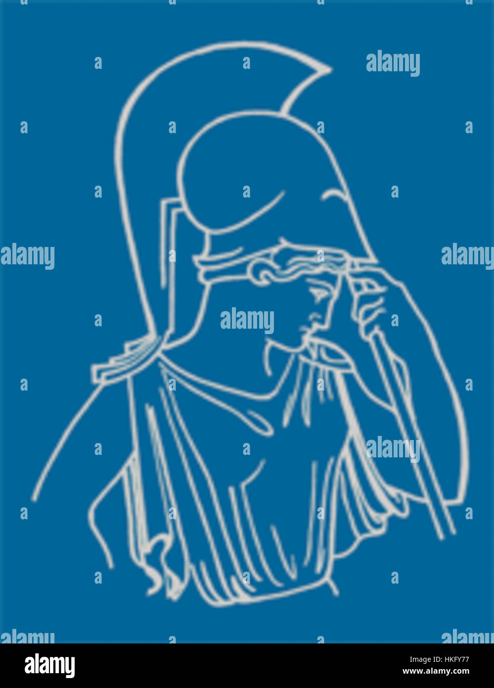 Questa opera intitolata "Atenea" (Atena) è una rappresentazione classica della dea greca della saggezza, della guerra e della strategia. La rappresentazione si concentra sulla sua forza e saggezza, attributi chiave della divinità. Foto Stock