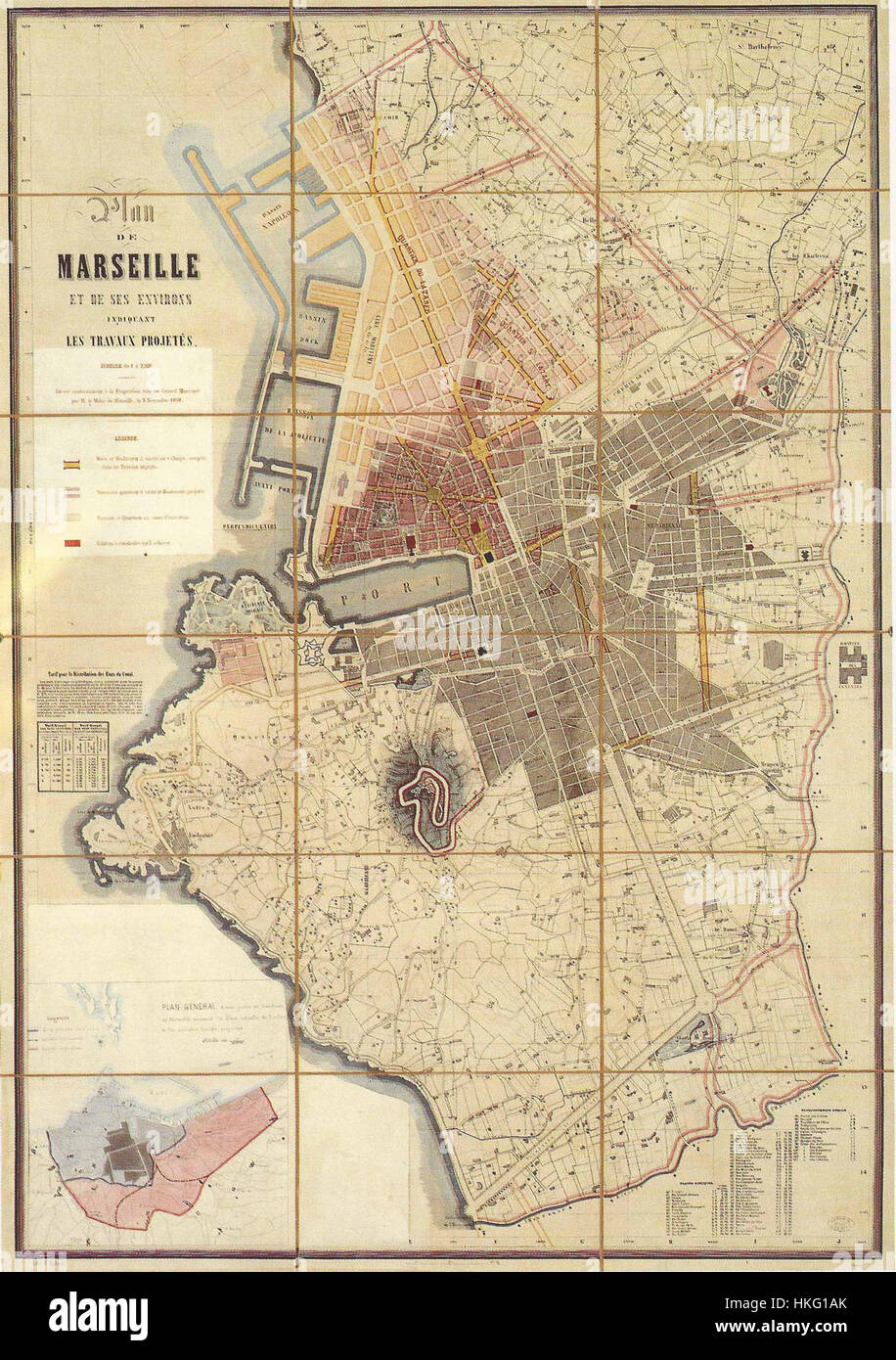 Un'opera d'arte del 1839 intitolata "Plan Pinet", che cattura un primo disegno o una mappa di una particolare area, mostrando le abilità cartografiche e il contesto storico dell'epoca. Foto Stock