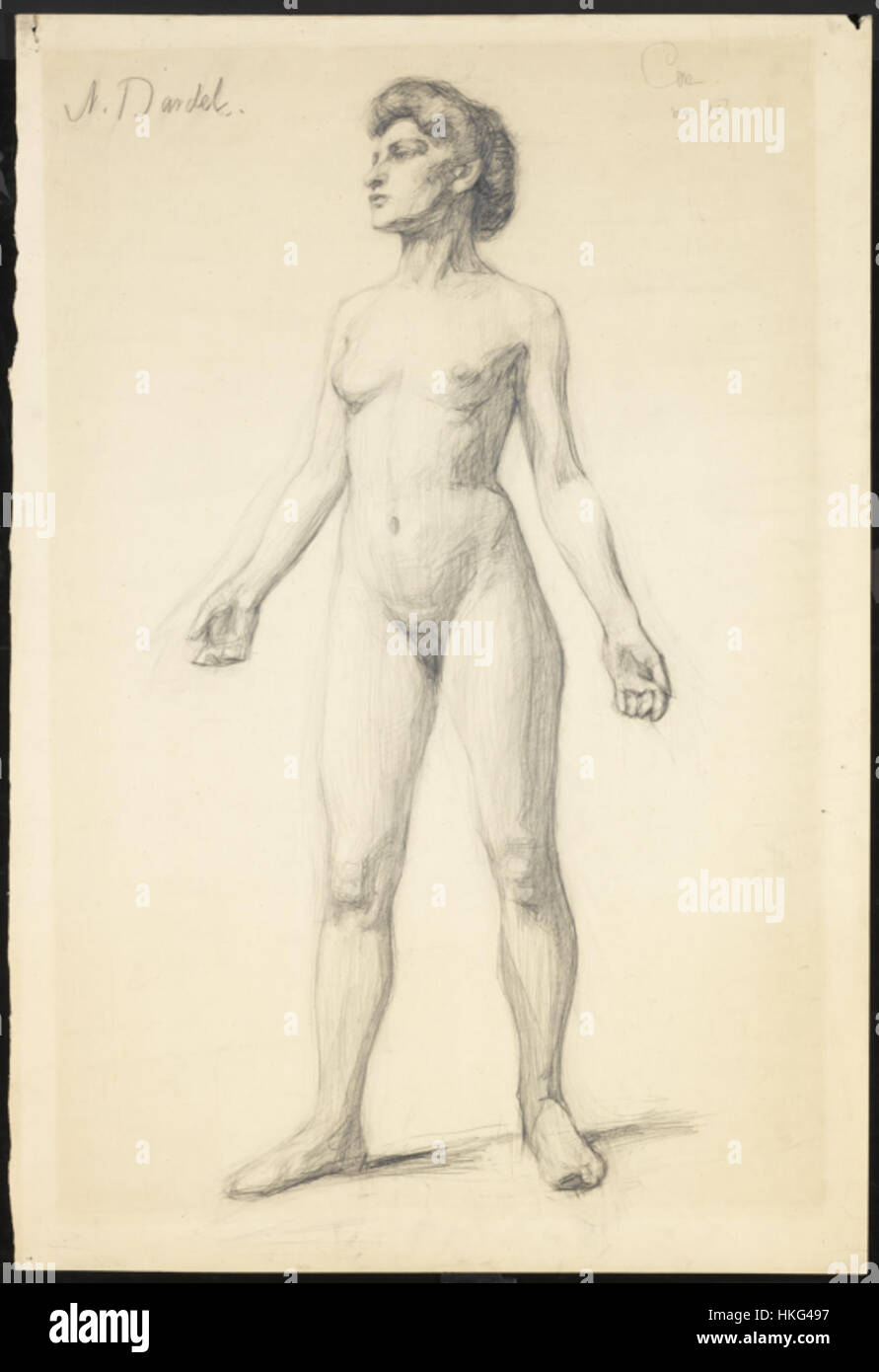 Il "Modellstudie" di Nils Dardel è uno studio della forma e dell'espressione umana. Noto per il suo approccio distintivo all'arte figurativa, Dardel esplora il movimento e l'anatomia in questo pezzo. Foto Stock