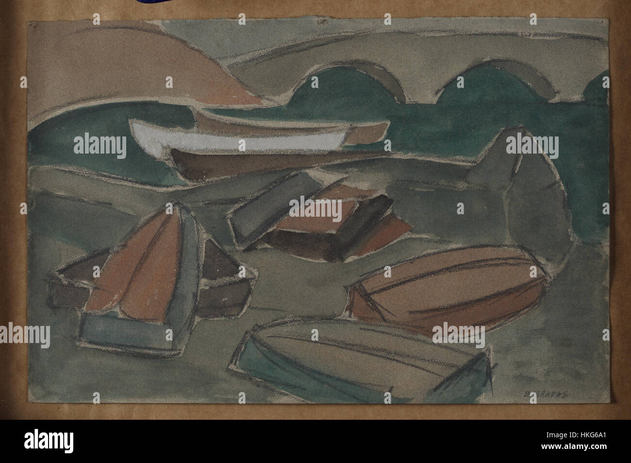 Botes di Rafael Barradas è un dipinto modernista influenzato dall'arte latinoamericana. Barradas utilizza colori audaci e forme geometriche per creare una composizione dinamica che riflette il suo stile, che fonde astrazione ed espressionismo. Foto Stock Botes di Rafael Barradas è un dipinto modernista influenzato dall'arte latinoamericana. Barradas utilizza colori audaci e forme geometriche per creare una composizione dinamica che riflette il suo stile, che fonde astrazione ed espressionismo. Foto Stock
