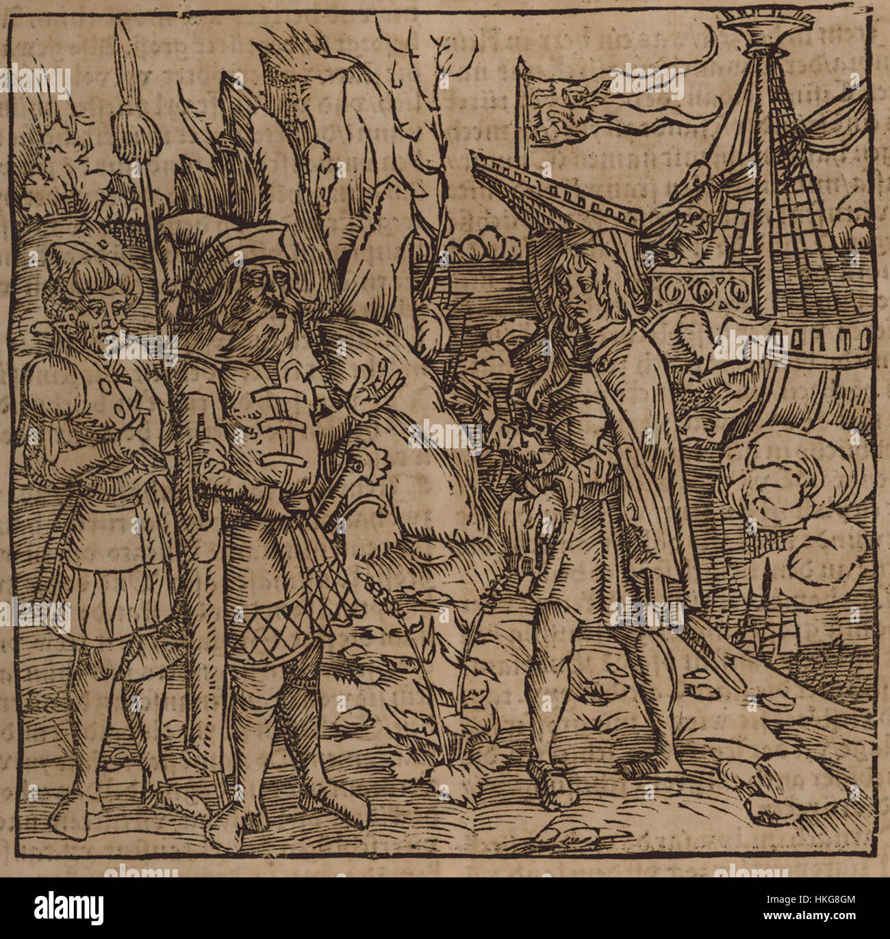 Il dipinto del 1513 di Johannes Adelphus, "Ottomani e veneziani", raffigura l'interazione storica tra l'Impero Ottomano e la Repubblica di Venezia, mostrando l'impegno politico e militare del periodo. Foto Stock