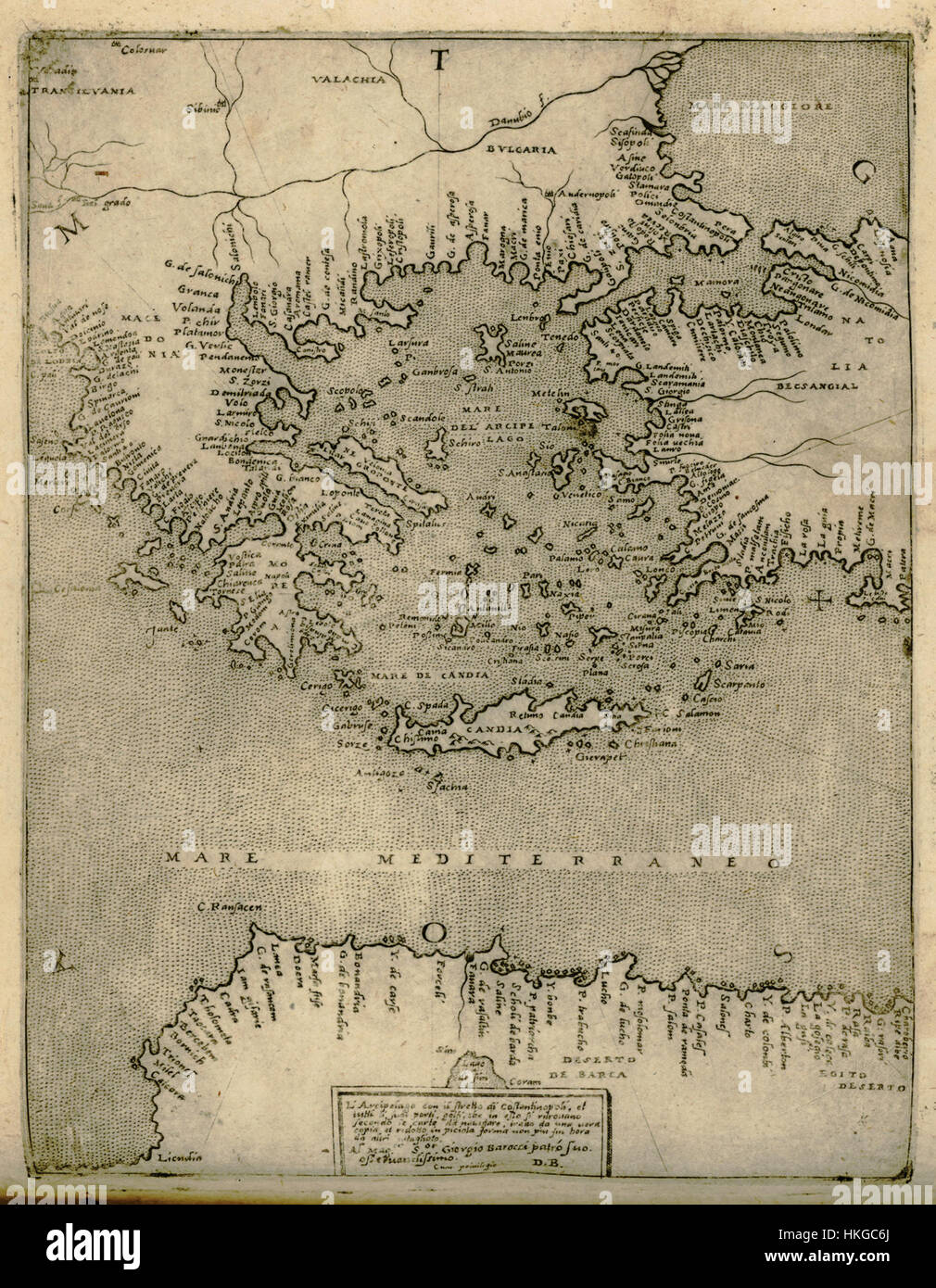 Questa mappa del 1574 di Giovanni Francesco Camocio illustra l'arcipelago con lo stretto di Costantinopoli, offrendo una dettagliata rappresentazione della geografia mediterranea durante il periodo rinascimentale. Foto Stock