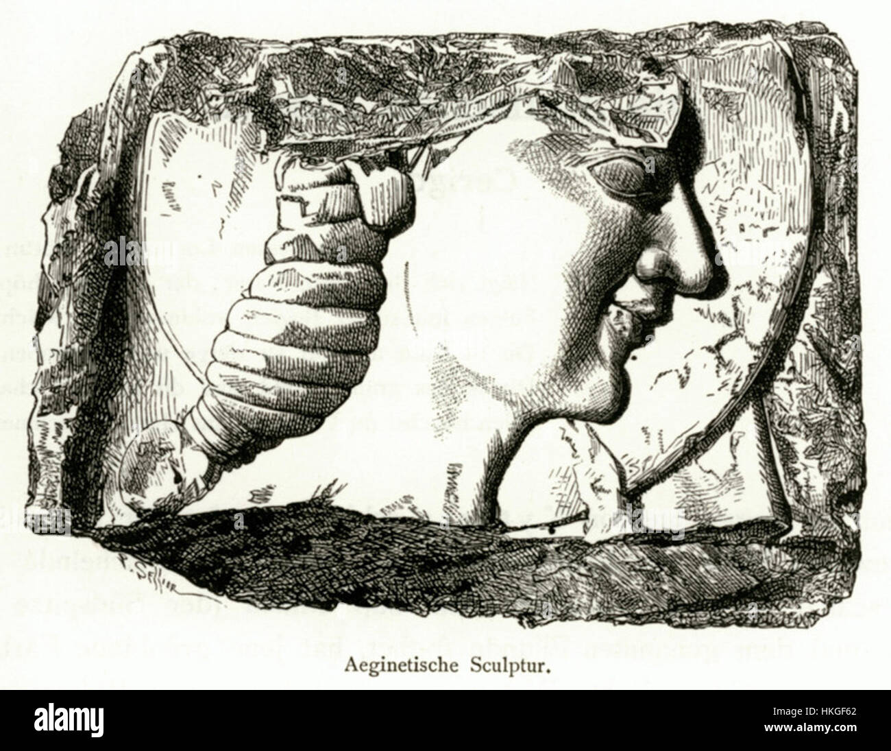 Questa scultura, creata da Amand von Schweiger Lerchenfeld nel 1887, mostra lo stile eginetano dell'antica scultura greca. Trae ispirazione dall'arte classica, enfatizzando la forma umana stilizzata in bronzo. Foto Stock