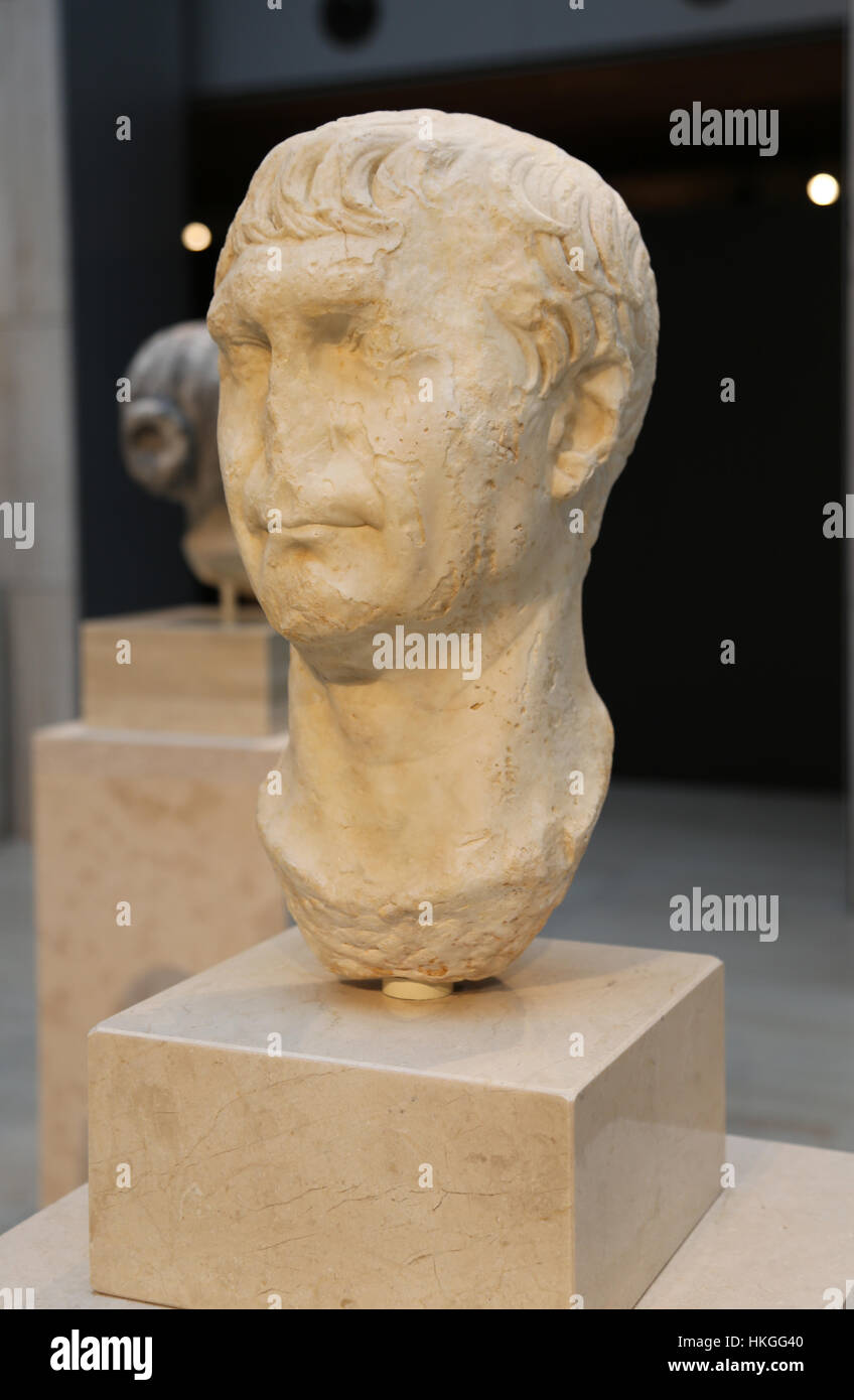 Traiano. Imperatore Romano dal 98 al 117 D.C. Il marmo. Inizi II secolo. Busto. Spagna. Foto Stock