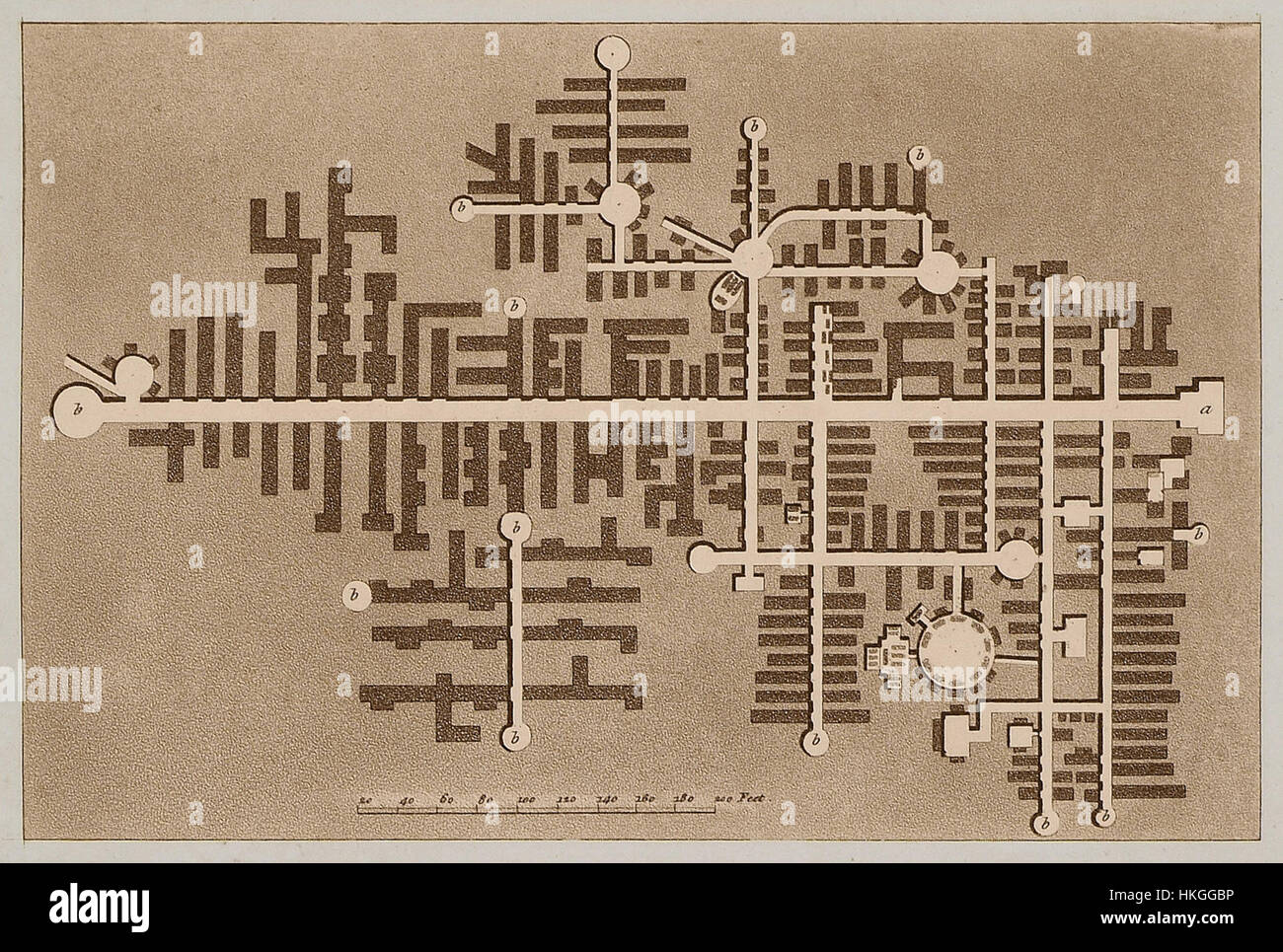 Una mappa del 1807 di William Wilkins raffigurante l'antica città di Selinunte in Sicilia. Questa mappa illustra il layout e il significato storico dell'antica città greca, offrendo approfondimenti sulla sua pianificazione urbana e l'architettura. Foto Stock