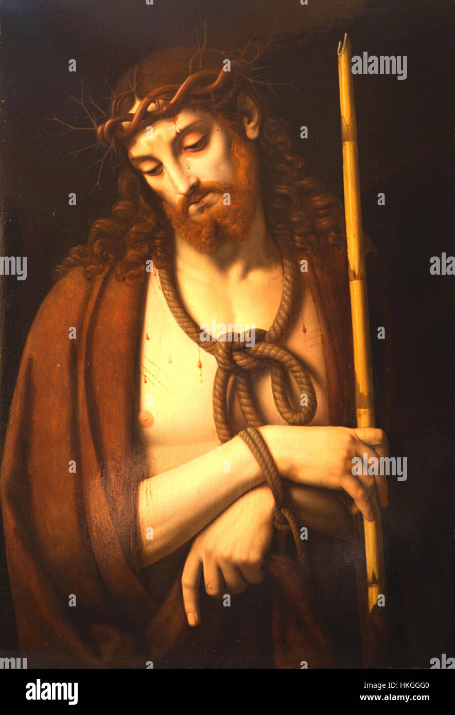 Questa opera intitolata "esse Homo" di Leonardo da Vinci presenta un'intricata rappresentazione dell'espressione umana e dell'anatomia. Riflette gli studi di da Vinci sulla forma umana, mostrando la sua padronanza del disegno e l'accuratezza anatomica. Foto Stock