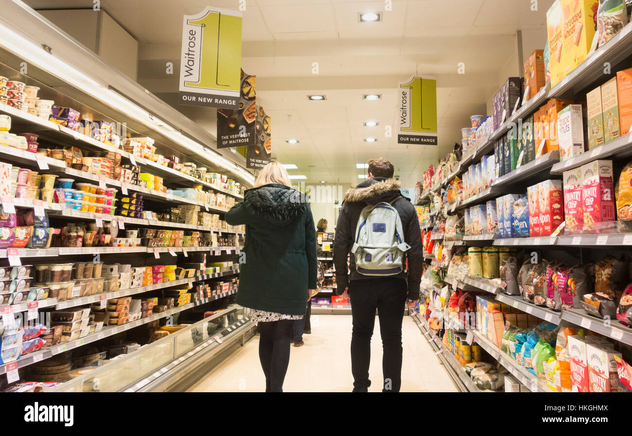 Waitrose store nel centro commerciale Eldon Square, Newcastle upon Tyne, Inghilterra. Regno Unito Foto Stock