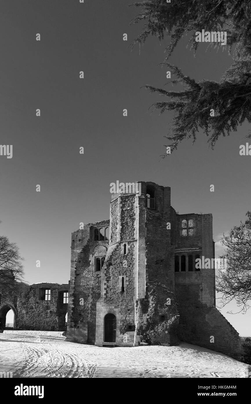 In inverno la neve, Newark Castle, Newark on Trent, Nottinghamshire, Gran Bretagna, Regno Unito Foto Stock