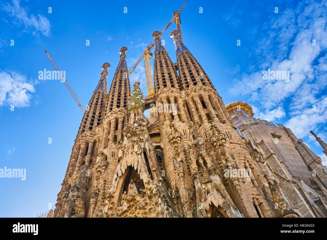 Cattedrale Sagrada Familia design by Antoni Gaudi, Barcellona, in Catalogna, Spagna Foto Stock