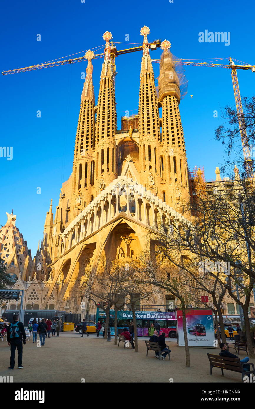 Cattedrale Sagrada Familia design by Antoni Gaudi, Barcellona, Spagna Foto Stock