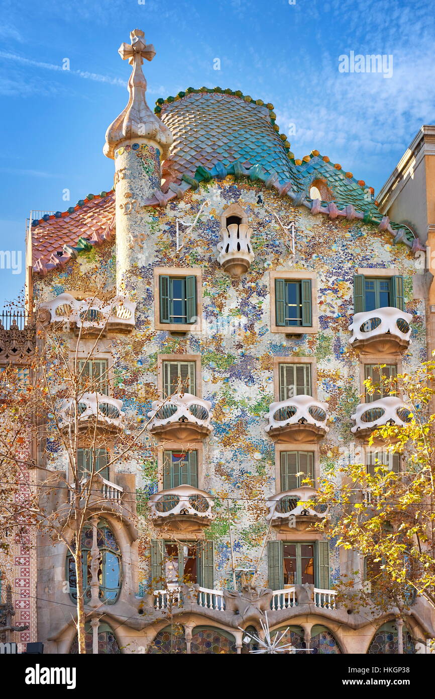 Casa Batllo house design di Antonio Gaudi, Barcellona, Spagna Foto Stock