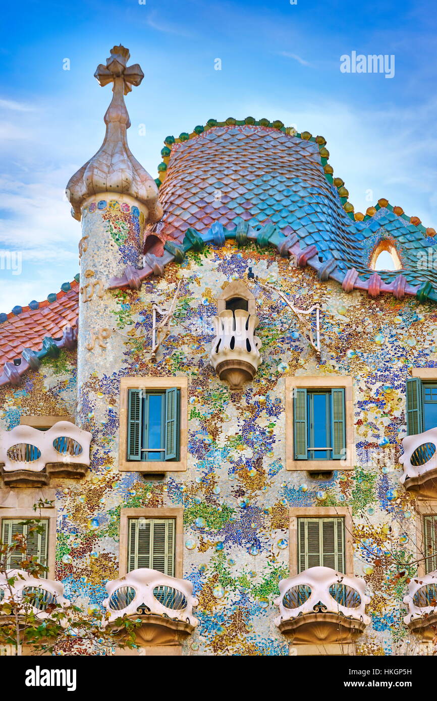 Barcellona - Casa Batllo house design di Antonio Gaudi, Spagna Foto Stock