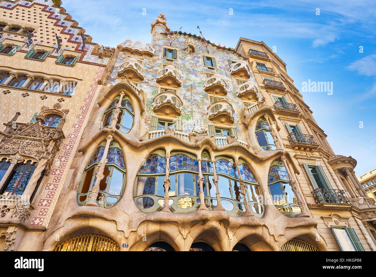 Casa Batllo house design di Antonio Gaudi, Barcellona, in Catalogna, Spagna Foto Stock