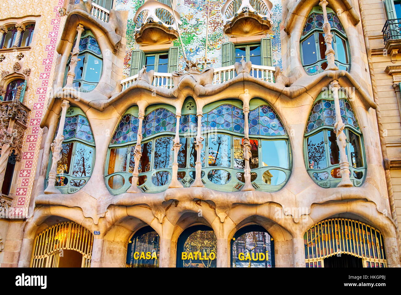 Casa Batllo house design di Antonio Gaudi, Barcellona, in Catalogna, Spagna Foto Stock