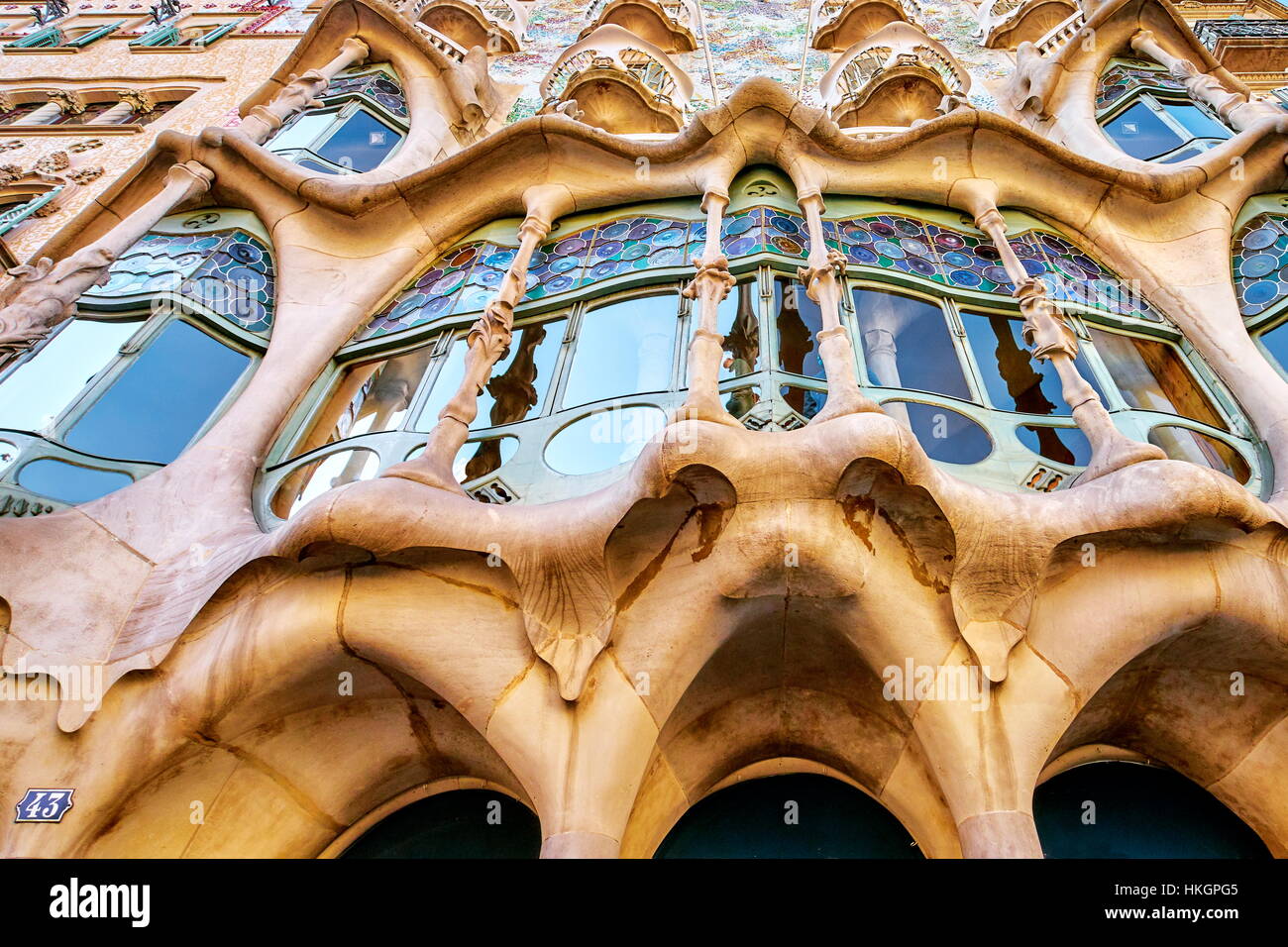 Casa Batllo house design di Antonio Gaudi, Barcellona, in Catalogna, Spagna Foto Stock
