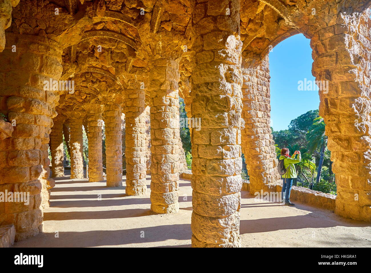 Parco Guell di Antoni Gaudi, Barcellona, Spagna Foto Stock