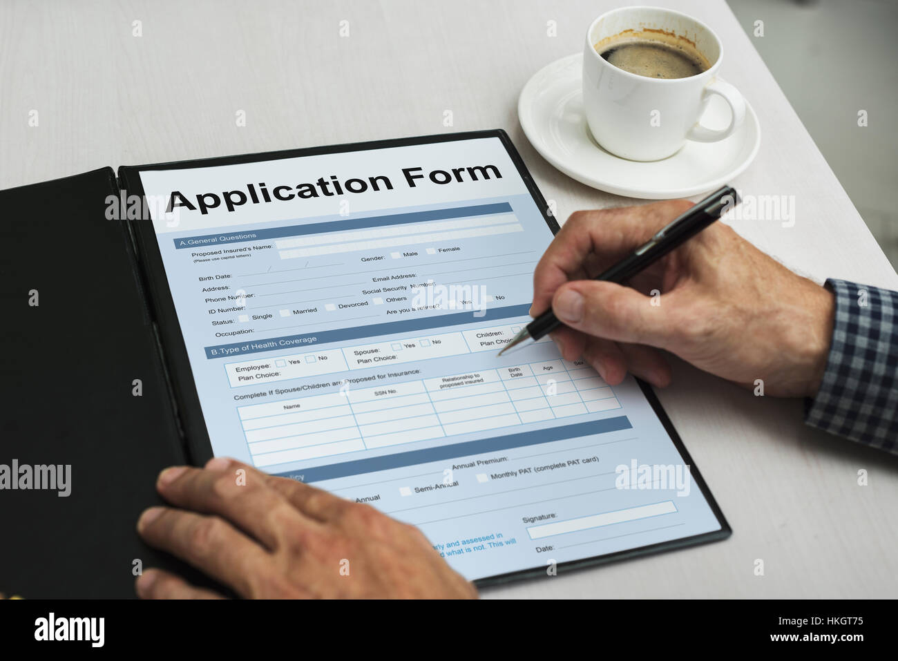 Formulario di domanda di documento di concetto di pagina Foto Stock