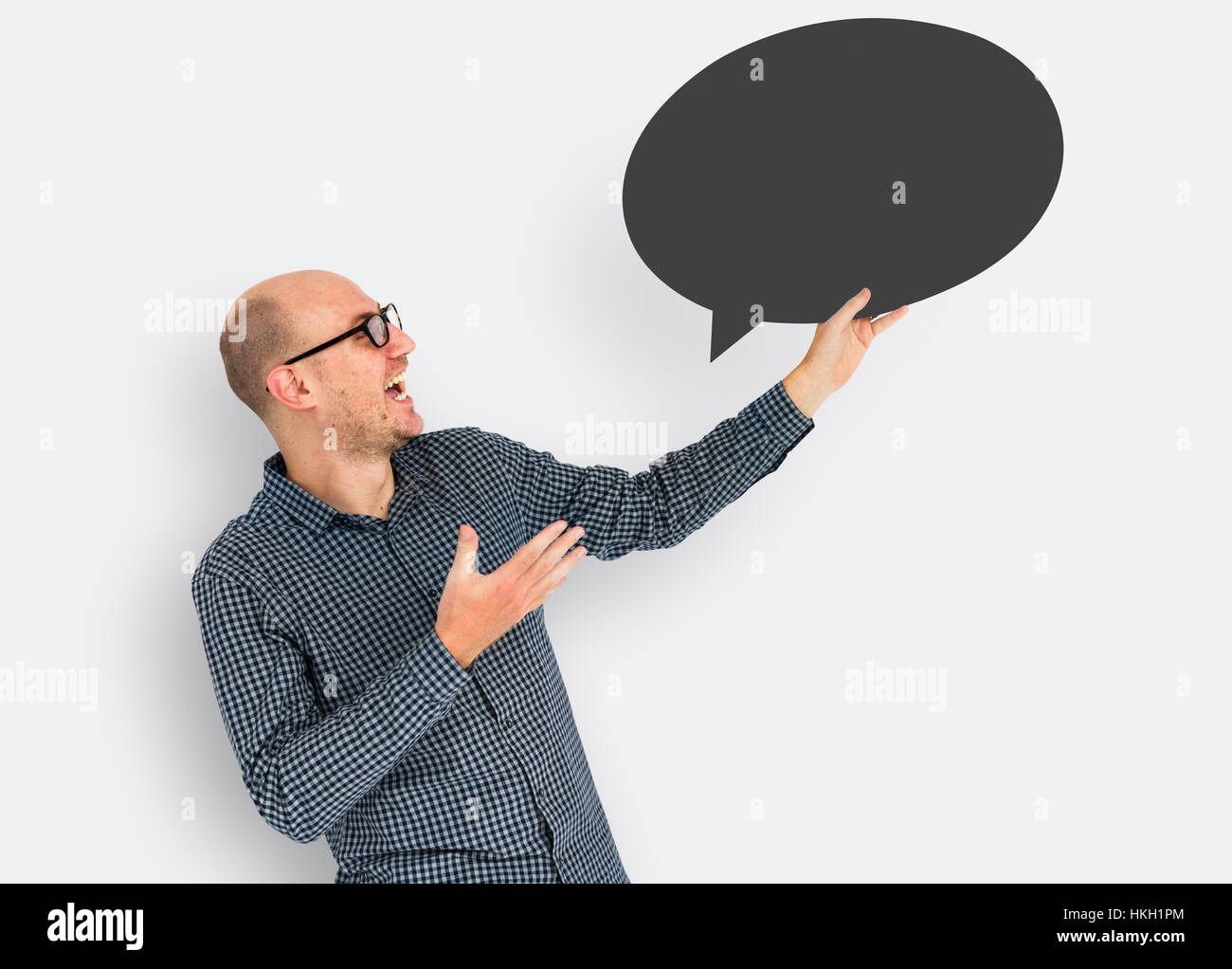 Caucasian discorso bolla concetto di comunicazione Foto Stock