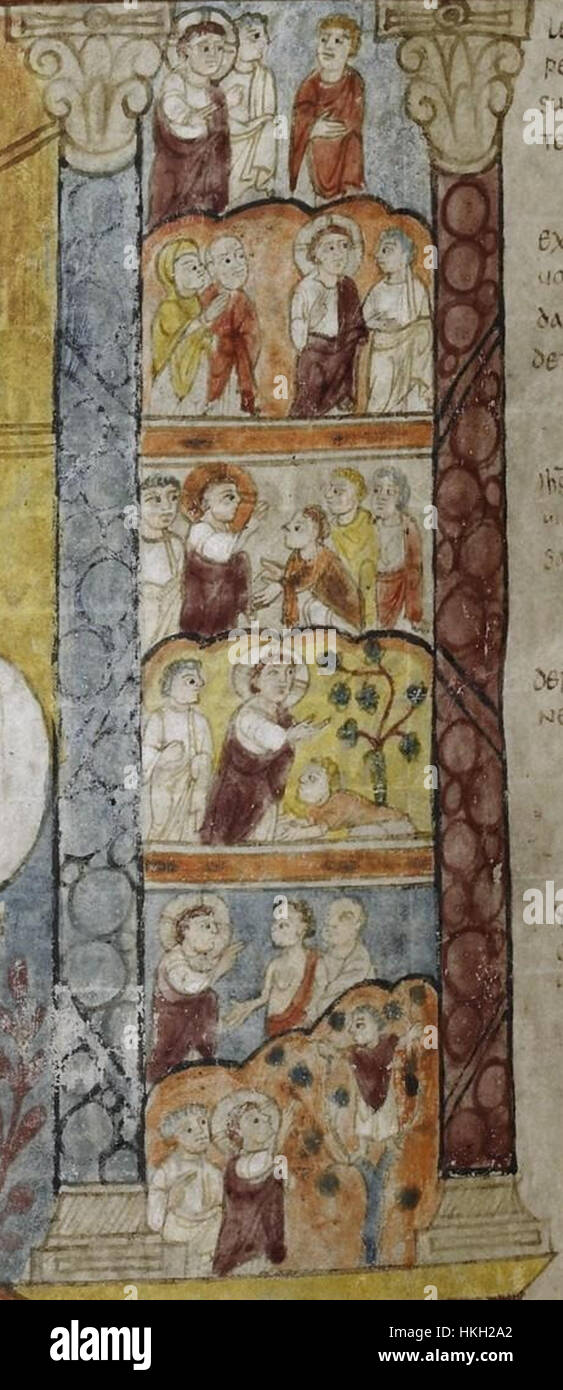 Un ritratto di Sant'Agostino, raffigurante la sua espressione riflessiva e la sua presenza intellettuale. Il dipinto riflette la sua importanza nella filosofia cristiana e negli studi teologici durante l'alto Medioevo. Foto Stock