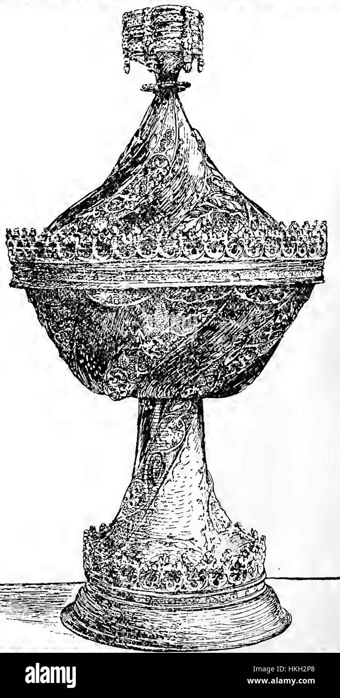 La Foundress' Cup al Christ's College di Cambridge, un pezzo storico che mette in risalto le tradizioni del college e il suo significato nella storia dell'università. Foto Stock