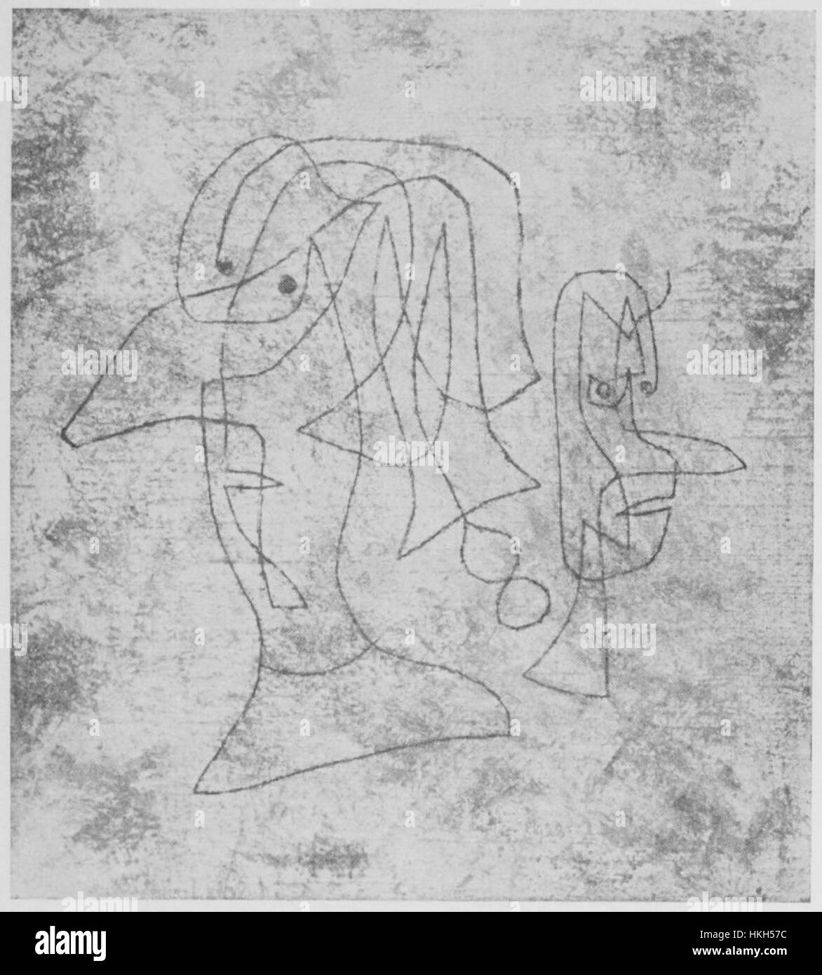 Questa illustrazione del 1930 di Paul Klee, intitolata *Crevel*, esemplifica il suo approccio unico all'arte astratta. Il lavoro di Klee spesso incorpora elementi simbolici ed emotivi, mescolando colore e forma per evocare significati più profondi. Foto Stock Questa illustrazione del 1930 di Paul Klee, intitolata *Crevel*, esemplifica il suo approccio unico all'arte astratta. Il lavoro di Klee spesso incorpora elementi simbolici ed emotivi, mescolando colore e forma per evocare significati più profondi. Foto Stock