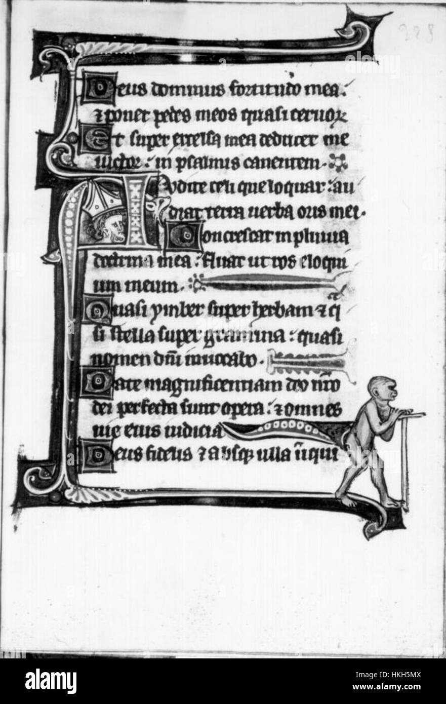 Il vescovo la testa racchiusa nella lettera A, formata da un drago con un ape sulla punta della coda Foto Stock