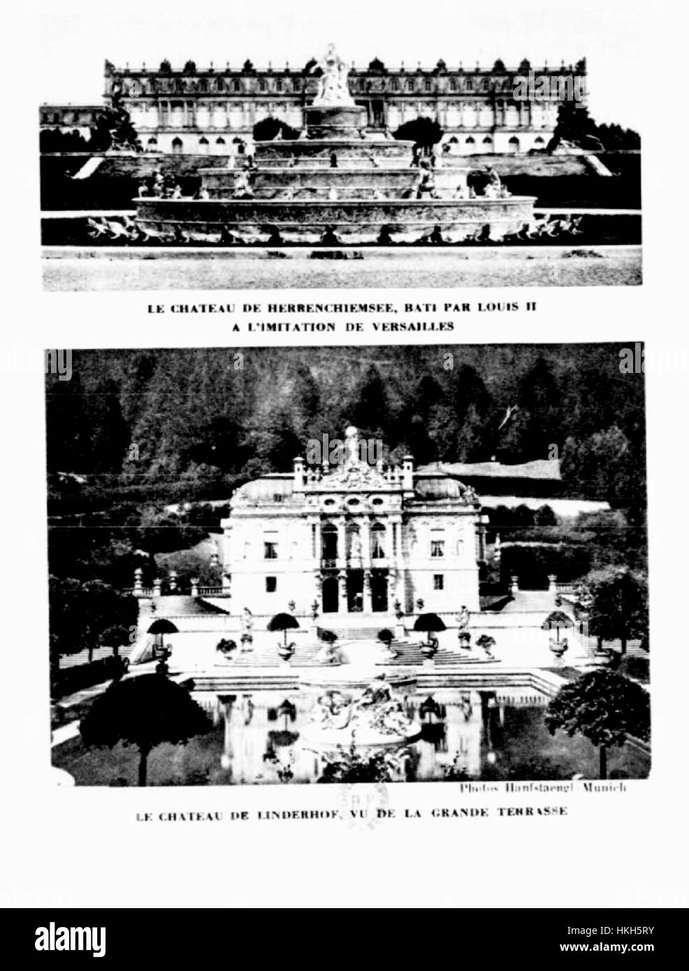L'Château de Louis II de Bavière è uno storico castello bavarese costruito nel XIX secolo, originariamente costruito per re Ludovico II di Baviera. Il castello è conosciuto per la sua architettura fiabesca ed è uno dei castelli più iconici d'Europa. Il suo design presenta dettagli intricati e una miscela di elementi medievali e romantici, rendendolo una popolare destinazione turistica. Foto Stock