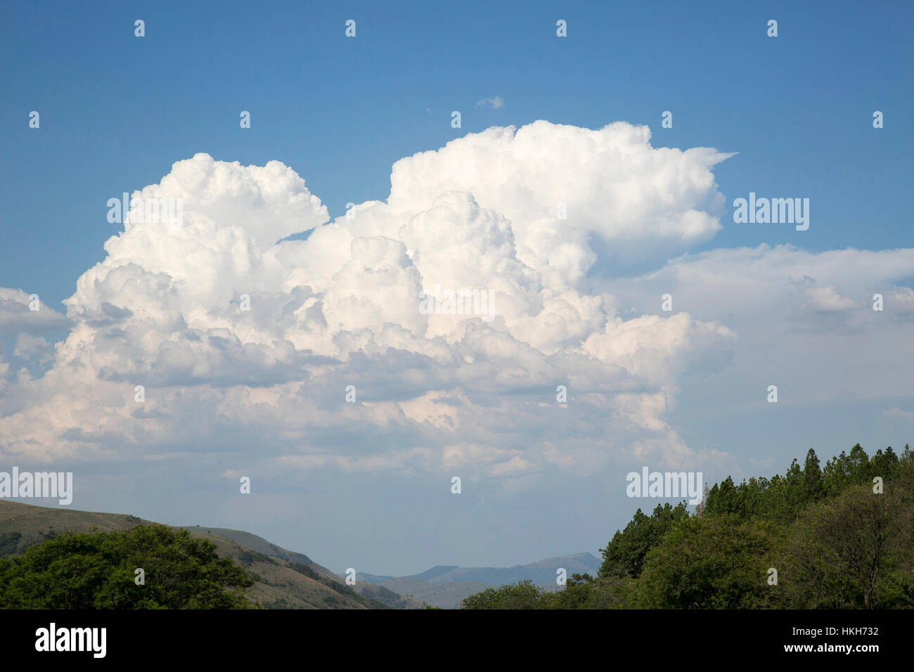 Un grande cumulo-nimbus cloud sopra la scarpata Mpumalanga zona Foto Stock