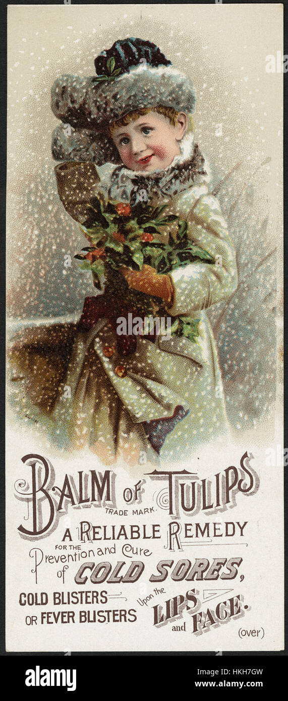Balsamo dei tulipani, un rimedio affidabile per la prevenzione e la cura di herpes labiale, freddo alveoli, o febbre blister sulle labbra e la faccia. (Anteriore) Foto Stock
