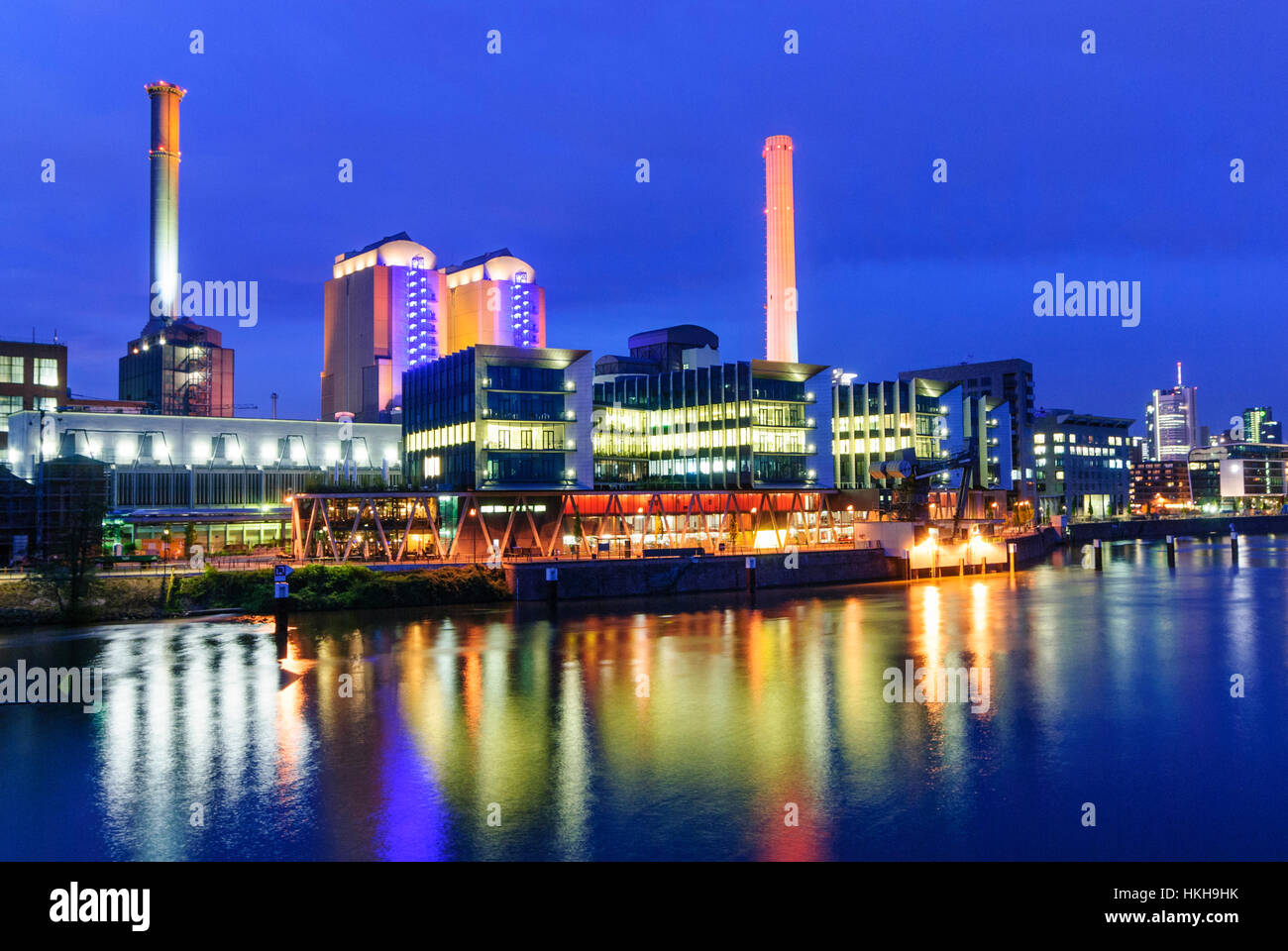 Frankfurt am Main: Ovest impianto di riscaldamento di Mainova ag am Main, Westhafen, Assia, Hesse, Germania Foto Stock