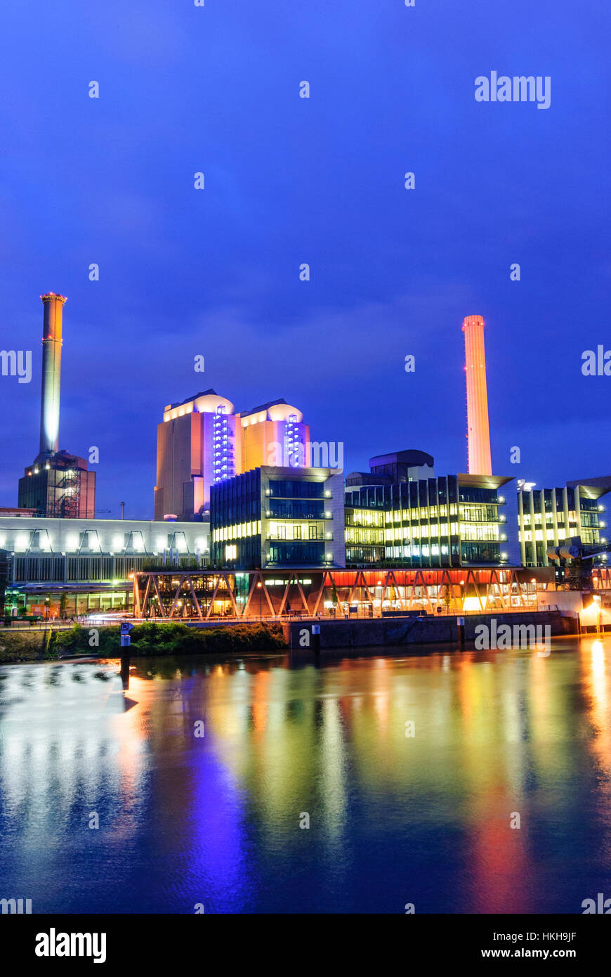 Frankfurt am Main: Ovest impianto di riscaldamento di Mainova ag am Main, Westhafen, Assia, Hesse, Germania Foto Stock