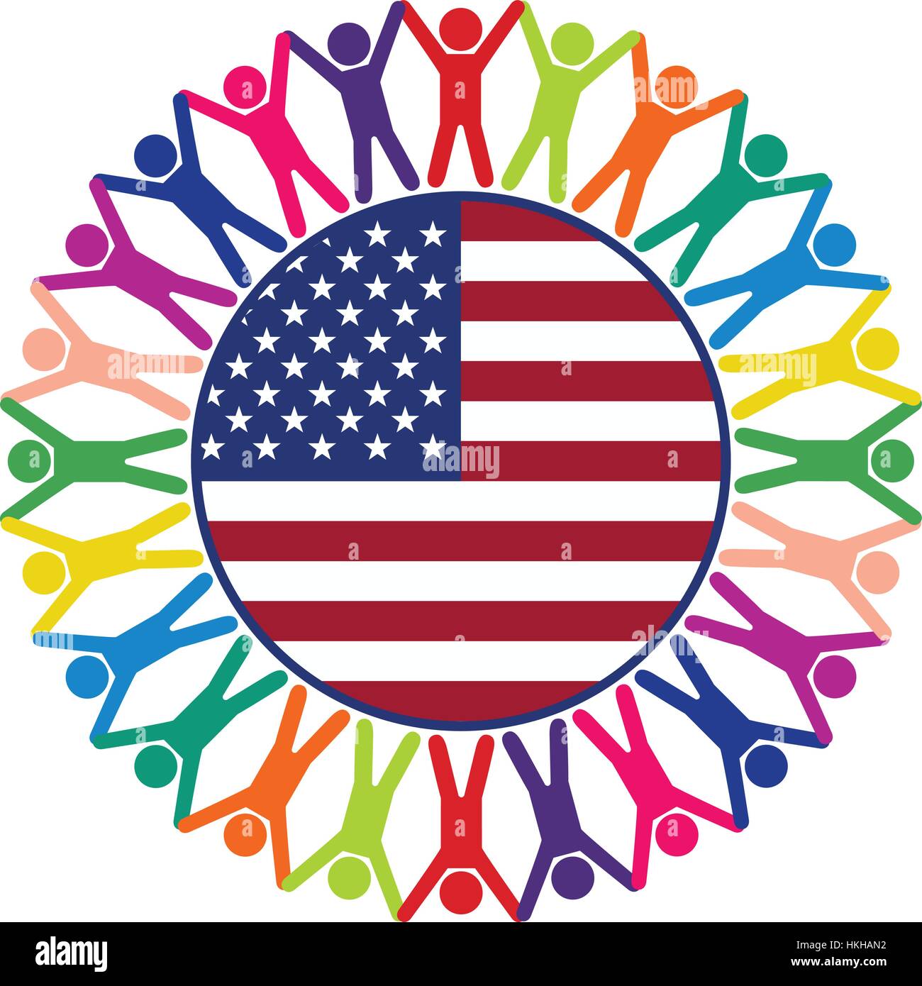 Vettore icona colorata, il popolo degli Stati Uniti d'America Illustrazione Vettoriale