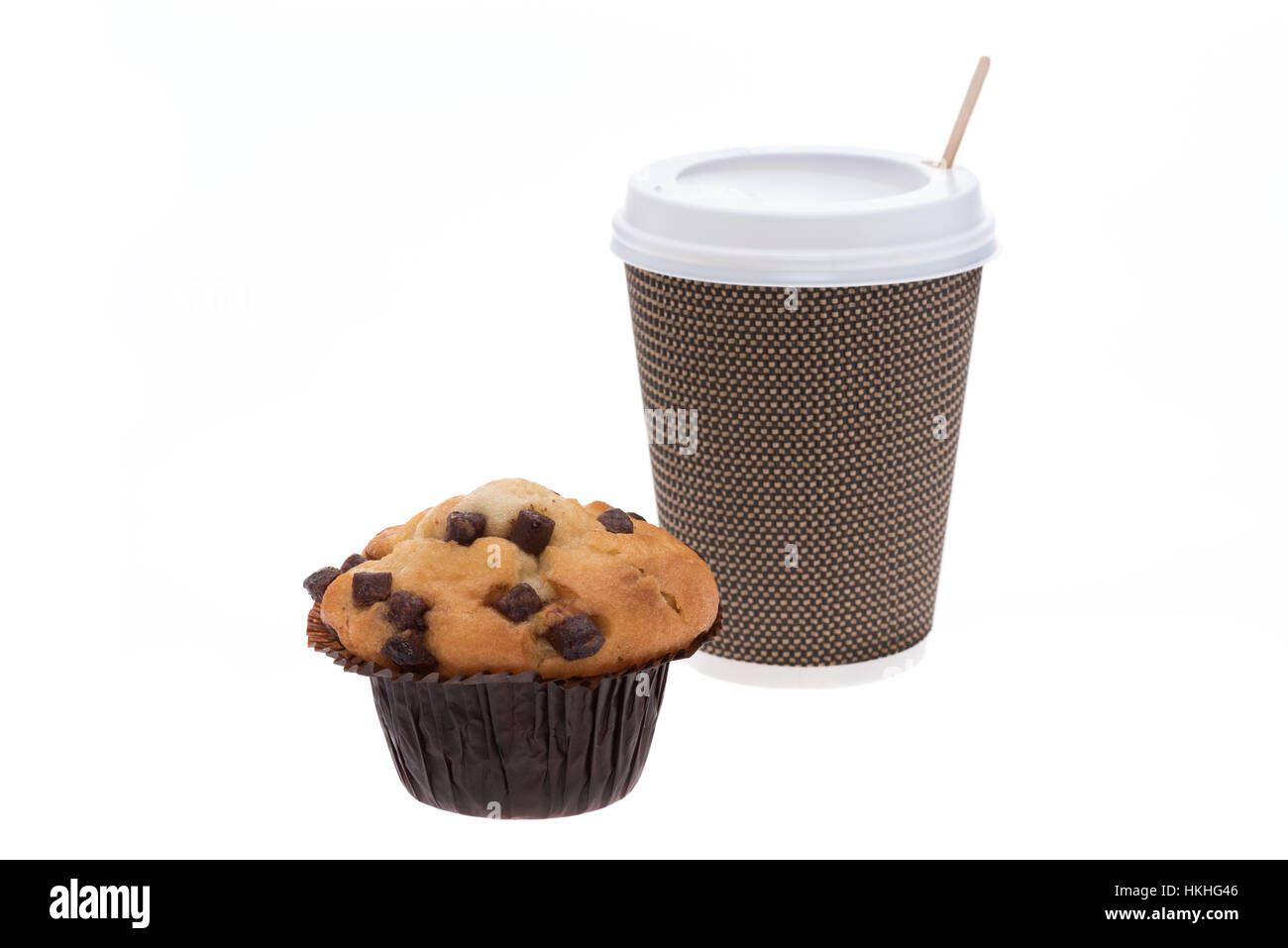 Muffin e caffè sul andare. Foto Stock