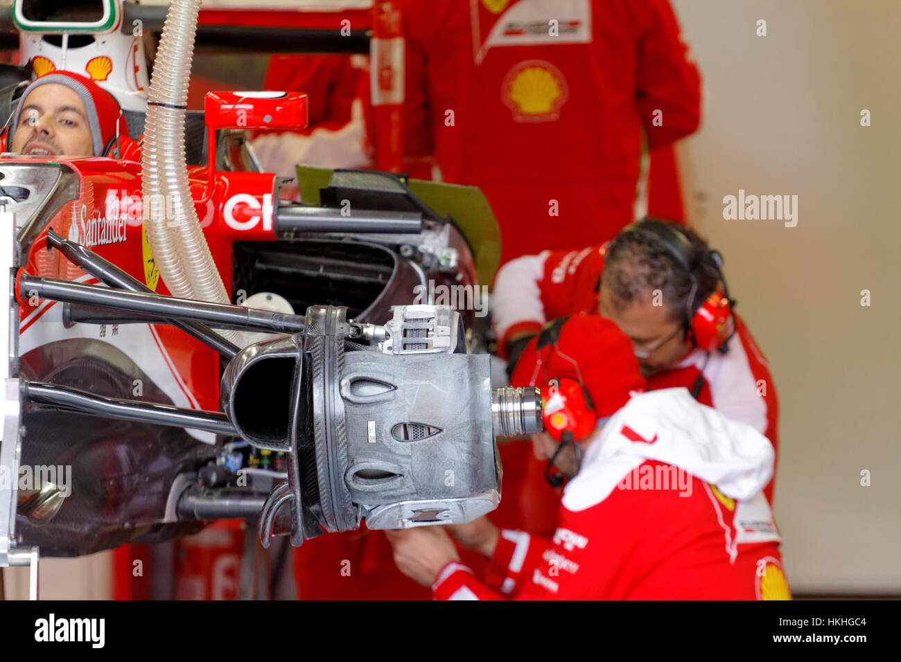 Il Gran Premio del Canada, la ruota sinistra anteriore Assemblea della Scuderia Ferrari F1 auto. Montreal, Quebec, giugno 2016 Foto Stock