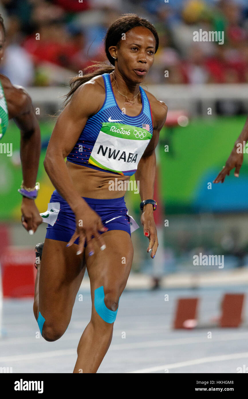 Rio de Janeiro, Brasile. Il 12 agosto 2016. Atletica, Barbara Nwaba (USA) in competizione nella donna eptathlon 200m al 2016 Olimpiadi estive. ©Pa Foto Stock