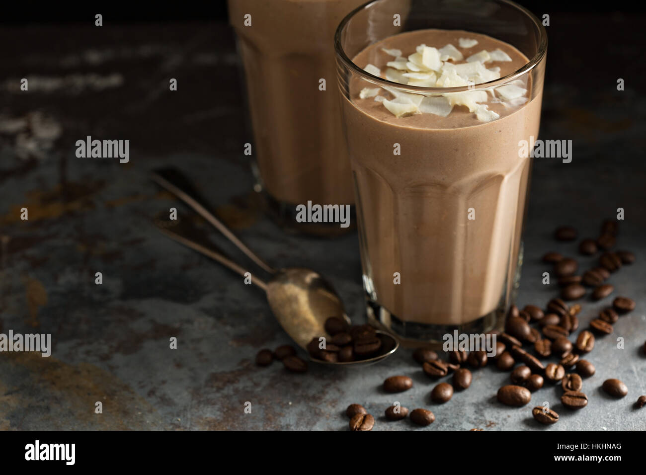 Frullato di caffè con noce di cocco Foto Stock