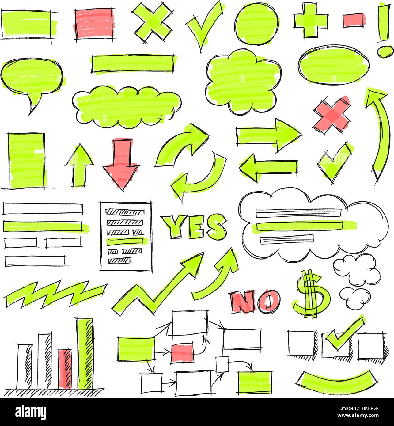 Disegnato a mano scarabocchi Business impostato Illustrazione Vettoriale