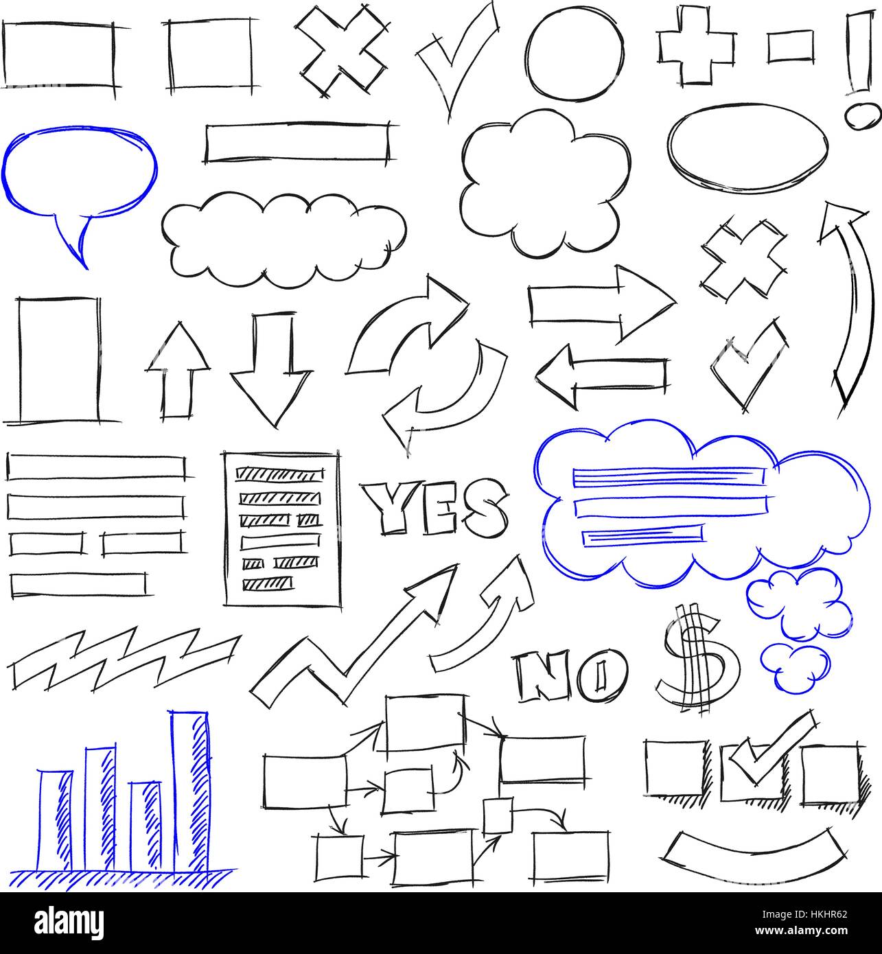 Disegnato a mano scarabocchi Business impostato Illustrazione Vettoriale