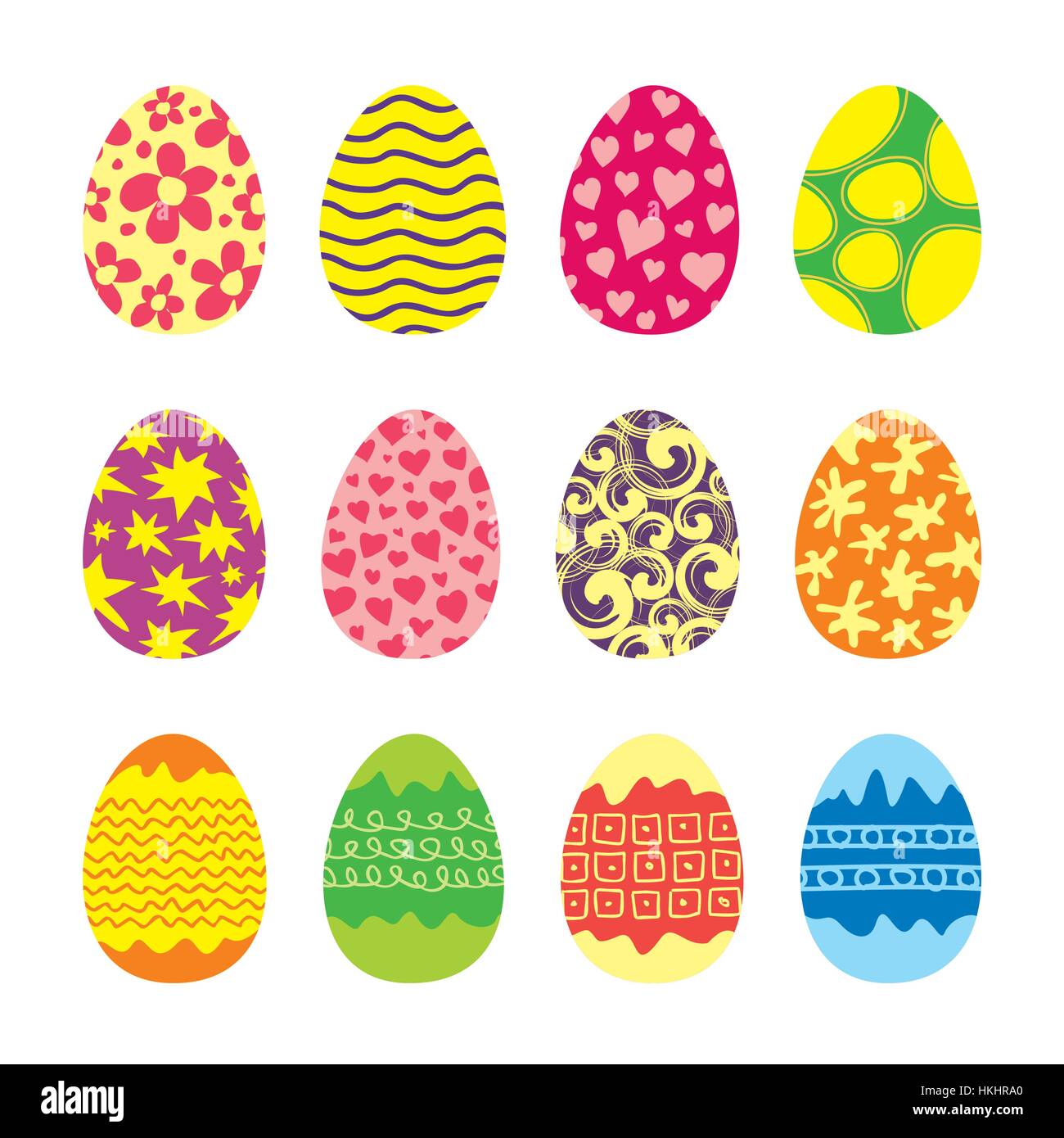 Le uova di pasqua vettoriali set di icone Illustrazione Vettoriale