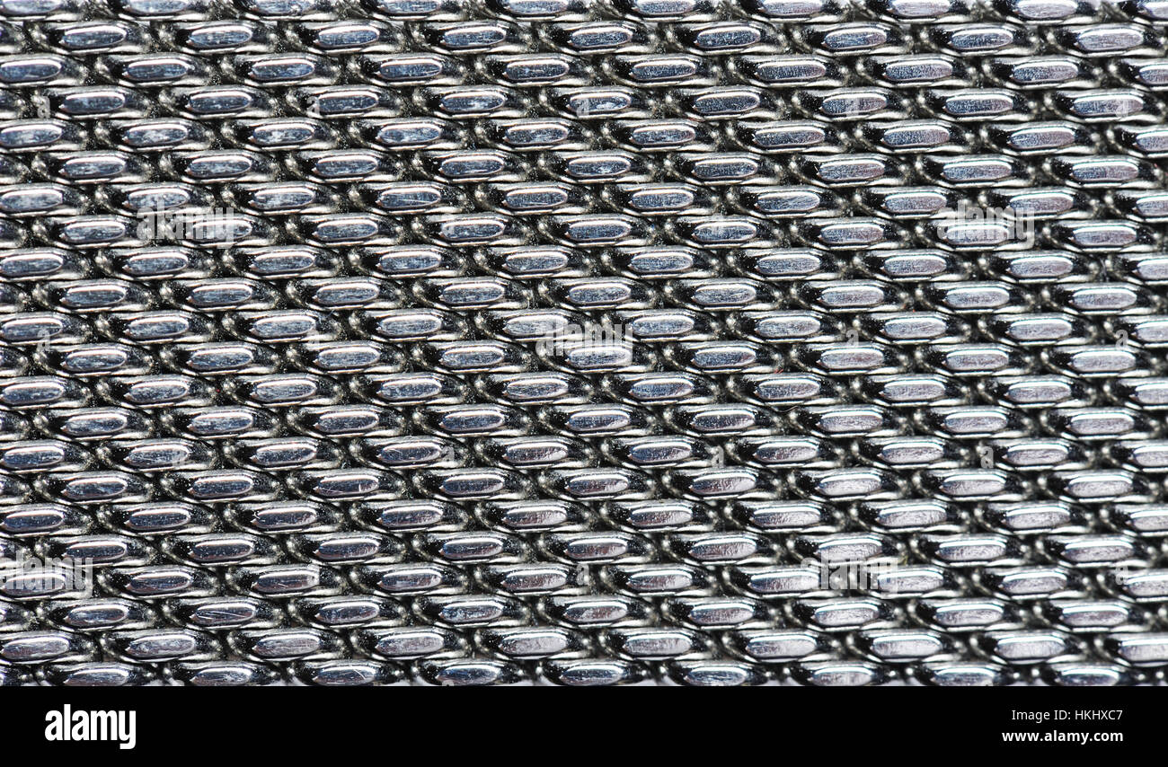 Metallo Acciaio maglie di catena texture close up Foto Stock