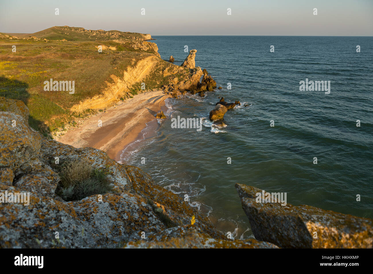 Generali beach all'alba. Regionale Karalar landscape park in Crimea. Foto Stock